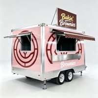 Remorque de concession mobile rose personnalisée pour la vente rapide de crèmes glacées, intérieur en acier inoxydable, cuisine complète, résistante à la rouille, pour la vente de rue