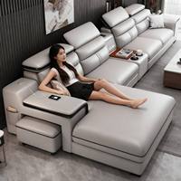 Canapé d'angle modulaire en cuir véritable de haute qualité au design moderne, inclinable, en forme de L, pour salon de luxe