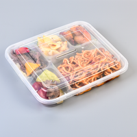 Boîte d'emballage alimentaire à emporter micro-ondable à 5 compartiments, en plastique PP transparent jetable, pour la préparation des repas