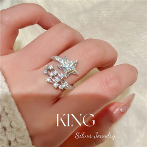 Anillo de Plata con Forma de Estrella y Micro Pavé, Joyería King Silver, Regalo de Moda para Mujer - Product Image 5