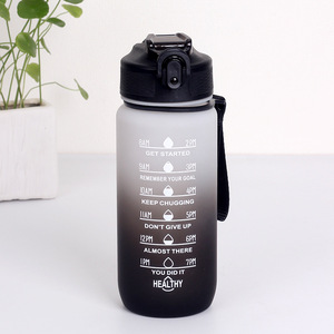 Sports Water Bottle High Temperature Resistant Graduated Straw <b>Cup</b> Frosted Progressive Color Water <b>Cup</b> Plastic <b>Cup</b> - Product Image 3