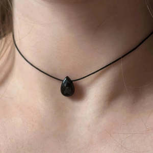 <strong>Obsidian</strong> <strong>Necklace</strong> Choker <strong>Black</strong> Tourmaline <strong>Necklace</strong> for Women Adjustable Natural Stone Drop Shape Pendant <strong>Necklace</strong> Rope Chain - Product Image 1
