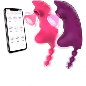 Silicone violet Rose rouge papillon Invisible 9 vitesses vibration oeuf culotte ventouse vibrateur avec App télécommande