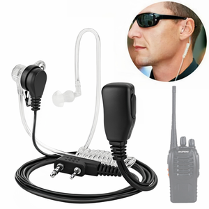 Écouteur acoustique à tube d'air de type K à 2 broches avec micro de gorge, pour radios Baofeng Kenwood Retevis Pxton Wouxun - Product Image 1