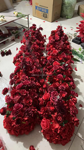 Chemin de table pour mariage, fleurs artificielles en soie, roses artificielles, décoration de mariage, fleurs artificielles roses et oranges - Product Image 3