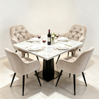 Chaise de salle à manger capitonnée de luxe en velours avec pieds en métal pour la maison, le restaurant, l'hôtel