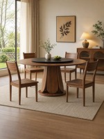 Ensemble de table et chaises rondes de style moderne minimaliste en bois massif avec plateau rotatif, haut de gamme, adapté à la maison et aux hôtels