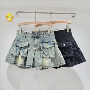 Venta caliente 2024 recién llegados vestido femenino bolsillo mini sexy pantalones cortos jeans Mujer Denim Falda cargo faldas