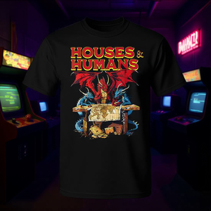 Vintage Retro <b>90s</b> Gamer Stylish Promotional <b>T</b>-<b>Shirt</b> Houses and Humans Theme - Product Image 3