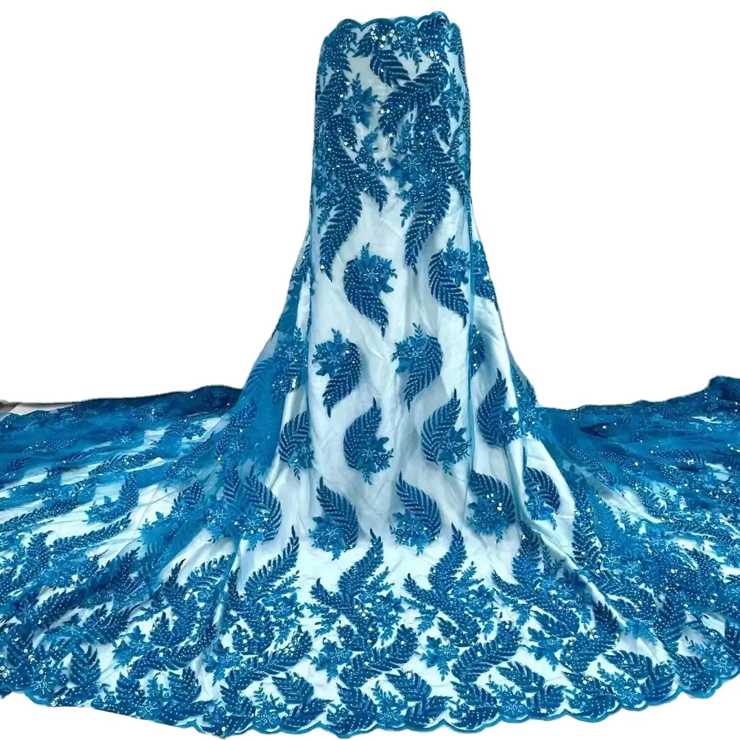 Tissu africain de luxe en dentelle suisse, broderie perlée à paillettes 3d pour robe, vente en gros, Offre Spéciale