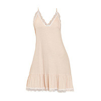 Chemise de nuit cami en coton pour femme avec dentelle détail ourlet à volants fermeture à la taille élastique pour vêtements de détente d'été