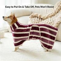 Peignoir de séchage pour animaux de compagnie super absorbant en microfibre, serviette de bain rayée pour chien, idéal après la baignade - Vente chaude