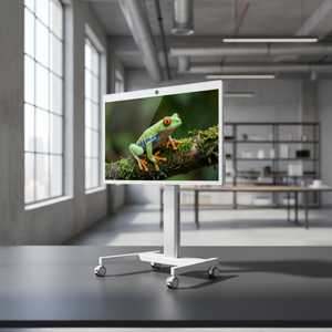 32 Inch White <b>LED</b> <b>Backlight</b> Portable Smart <b>TV</b> Android 15 Touch Screen Floor Standing Monitor 27000mAh Battery 4 Wheel Rolling - Product Image 2