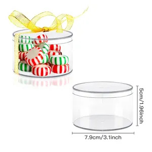 사탕 알약 케이크 용 뚜껑이있는 작은 원형 투명 아크릴 상자 투명 투명 용기 디스플레이 상자 미니 보관 상자
