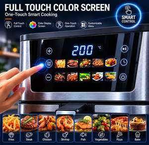 หม้อทอดไร้น้ำมันขนาด 8.5 ลิตร 2200 วัตต์ 4 หัวทำความร้อน หน้าต่างมองเห็นได้ หน้าจอสัมผัสอัจฉริยะ ทอดไร้น้ำมัน ความร้อนสม่ำเสมอ ความจุขนาดใหญ่ - Product Image 3