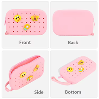 Petit porte-monnaie ovale en silicone à la mode nouveau sac cosmétique décoratif bricolage avec fermeture à glissière et trou décoratif
