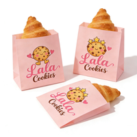 Sacs en papier personnalisés avec logo pour boulangerie, sacs à biscuits, sacs résistants à la graisse pour sandwichs, pâtisseries, aliments, collations, emballages, manchons en papier