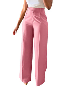Pantalones de Mujer, Nuevos, de Color Sólido, Elegantes, Formales, de Cintura Alta, Rectos, de Pierna Ancha, con Estampado Digital, de Secado Rápido y Antiarrugas, para Primavera - Product Image 2
