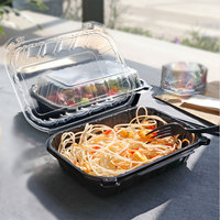 Boîtes jetables pour la restauration, contenants alimentaires en plastique compatibles micro-ondes, boîtes à lunch avec couvercle, emballages pour salades, pizzas, hamburgers, nouilles