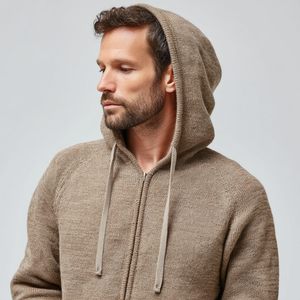 Sudadera con capucha para hombre, mezcla <span class=keywords><strong>de</strong></span> cachemira y lana fina, con cierre, hipoalergénica, aislante, <span class=keywords><strong>de</strong></span> <span class=keywords><strong>punto</strong></span>, con ajuste regulable. - Product Image 6