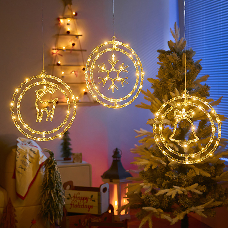 Beichen Lighting New Star LED Window Hanging Lights - Snowflake Santa Claus Christmas Tree Glowing L