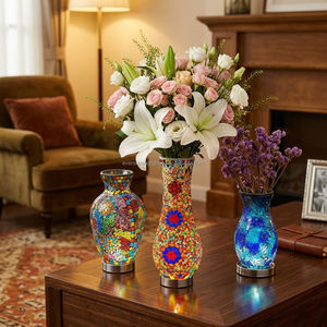 Lampe de table en verre mosaïque marocaine turque de <span class=keywords><strong>Marrakech</strong></span>, faite à la main, avec base en métal, recharge USB, pour la décoration d'ambiance de la chambre - Product Image 5