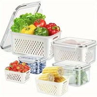 Contenants de rangement pour réfrigérateur en plastique certifiés FCM avec passoire, sans BPA, organisateur de légumes et de fruits pour réfrigérateur