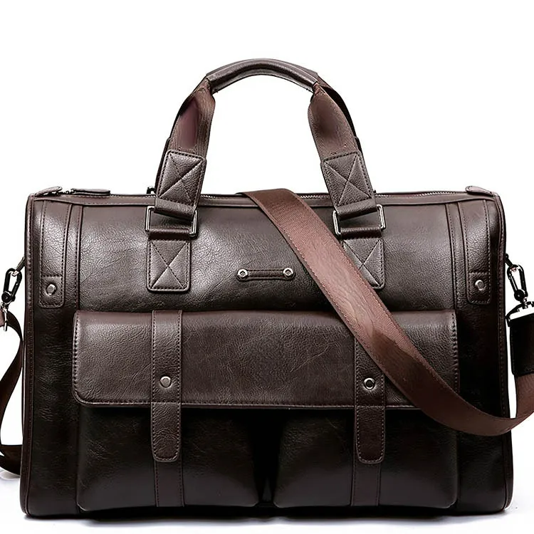 Hot Men Leather Black Briefcase Business Handbag Messenger Bags Male Vintage Shoulder Bag Men's Large Laptop Travel Bags