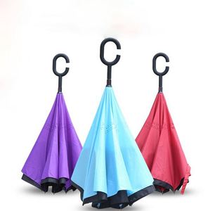 Wholesale Custom Logo Printed Double Fabric <b>Windproof</b> C Shape Handle Upside Down Inverted Reverse Rain <b>Umbrella</b> for Sale - Product Image 2