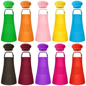 <span class=keywords><strong>Delantal</strong></span> de lona de algodón en blanco ajustable para niños con logotipo personalizado del fabricante y juego de <span class=keywords><strong>delantal</strong></span> de cocina con pintura de sombrero - Product Image 1