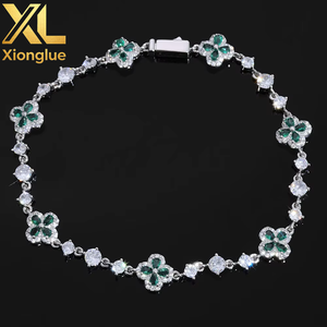 Fashion Hip Hop Four-leaf Clover Zircon Water Bead Chain Colorful <b>Gemstone</b> <b>Bracelet</b> Simple Women's Jewelry - Product Image 2