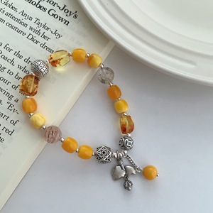 Bracelet en argent S925 avec ambre, motif floral, bijoux fins perlés pour femme, à porter au quotidien - Product Image 2