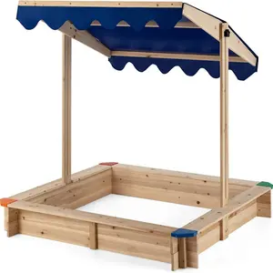 Jaalex Günstige Kinderspiel zeug Holz Faltbarer Spielplatz 2 Kid 1 Sandbox Mit Baldachin Outdoor Indoor Sandkasten