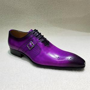 Zapatos de Vestir de Cuero de Alta Gama para Hombre, Zapatos de Vestir con Punta en Pico, Zapatos Oxford Planos, Zapatos de Boda, Mocasines Clásicos - Product Image 5