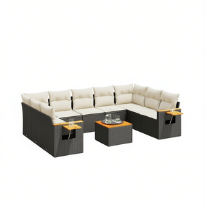 Modular Black Pe Rattan Garden <b>Sofa</b> <b>Set</b> With High Density Foam Cushions For Outdoor Patio Use - Product Image 1