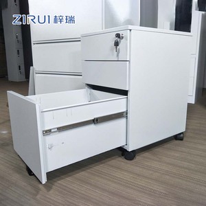 Steel Office Furniture Three Drawer Mobile Pedestal Iron Under Desk File Activity <b>Cabinet</b> with Lock - Product Image 2
