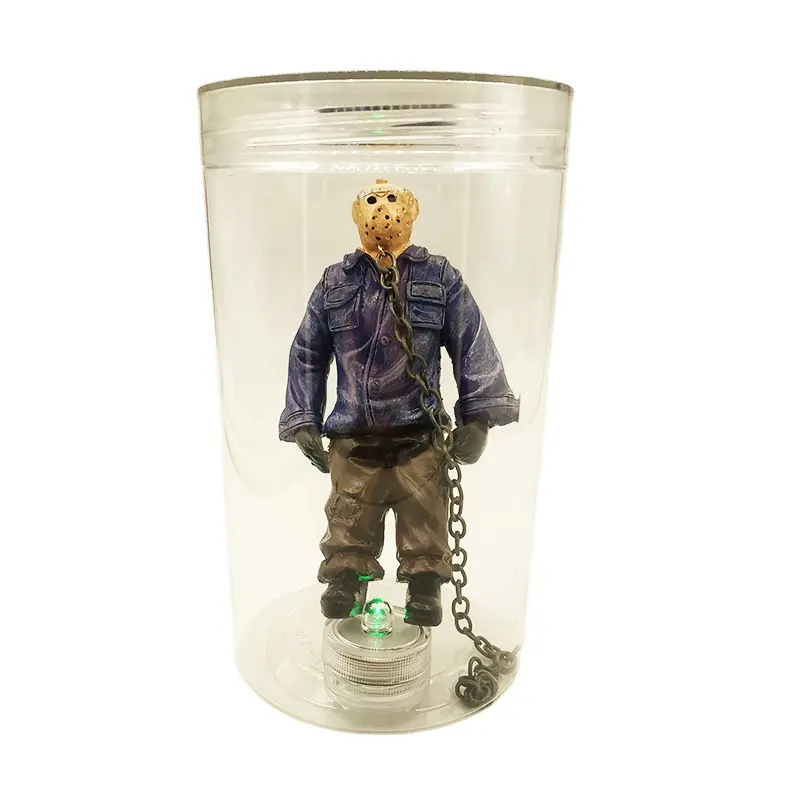 Lâmpada de resina para personagens de filmes de terror, lâmpada de Halloween, estatueta de horror, luz colecionável jason Voorhees, lâmpada de água para decoração de casa