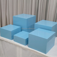 Support de présentation de desserts en métal Furun Factory, cube carré bleu, rehausseurs de buffet pour la restauration, décoration de mariage, fête à domicile