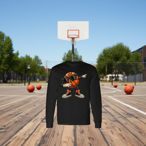 Camiseta de manga larga con estampado digital de baloncesto con gafas de sol, cuello redondo, unisex, para adultos, deportes y juegos - Product Image 2