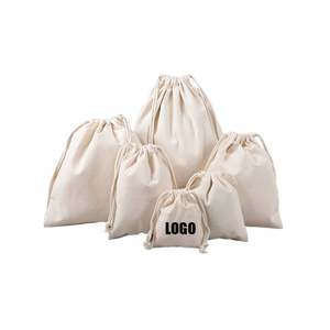 Bolsa Ecológica de Tela Beige con Logotipo Personalizado para Zapatos, Bolsa de Embalaje con Cordón para Navidad - Product Image 1