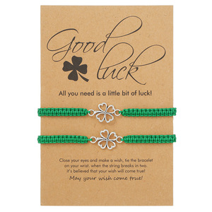 Pulsera de Trébol de Cuatro Hojas de la Suerte para el Día de San Patricio, Verde, Trenzada, para Mujer, Venta Caliente Transfronteriza - Product Image 4