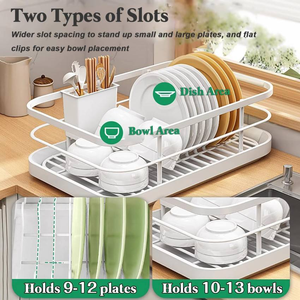 <span class=keywords><strong>Escurridor</strong></span> de Platos de Cocina Resistente a la Oxidación, con Soporte <span class=keywords><strong>para</strong></span> Utensilios Desmontable, <span class=keywords><strong>Escurridor</strong></span> de Platos Compacto <span class=keywords><strong>para</strong></span> Encimera de Cocina - Product Image 3