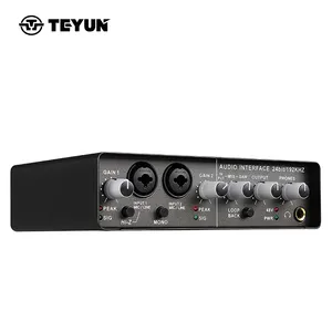 Teyun เครื่องผสมสัญญาณภายนอกมืออาชีพ,ใหม่ Q-24 Preamplifier Live USB บันทึกเสียงสตูดิโอการ์ดเสียงอินเตอร์เฟซ