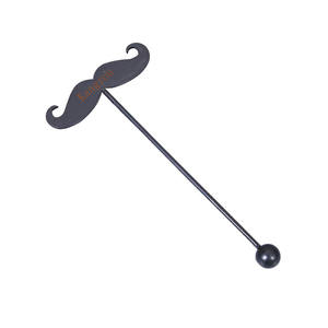 Agitador de cóctel de barba de plástico con <span class=keywords><strong>bigote</strong></span> negro con logotipo personalizado para boda - Product Image 5