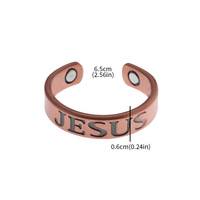 Bague de fiançailles et de mariage ajustable en cuivre pur à thérapie magnétique, accessoire de mode pour hommes et femmes, bague manchette vintage de 6 mm
