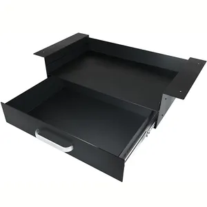 JH-Mech Metal Sliding Organizer Mount Below Table Steel Double Layer Under Desk Storage Drawer With Handle