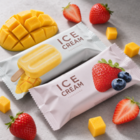 Sachets personnalisés pour sandwichs à la crème glacée, emballages pour bâtonnets glacés, enveloppes en plastique Mylar, sachets en plastique à scellage arrière pour crème glacée