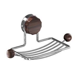 Porte-savon rectangulaire en acier inoxydable Family Prosperity avec ventouse et drainage automatique, couleur grain de bois - Product Image 1