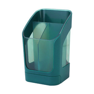 Desktop Pen Holder With Compartments Slanted Design Creative Storage Organizer For Office Desk Nordic Style White Rectangle - Product Image 5