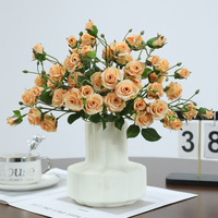 Bouquet de fleurs artificielles haut de gamme style Ins, 3 tiges, roses bulles, écologiques, semi-artisanales, pour hôtels et restaurants